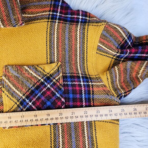 Maurices XL Mustard Plaid Shirt Flannel Shacket Oversize Fall Cozy Rustic Grunge - Picture 13 of 14